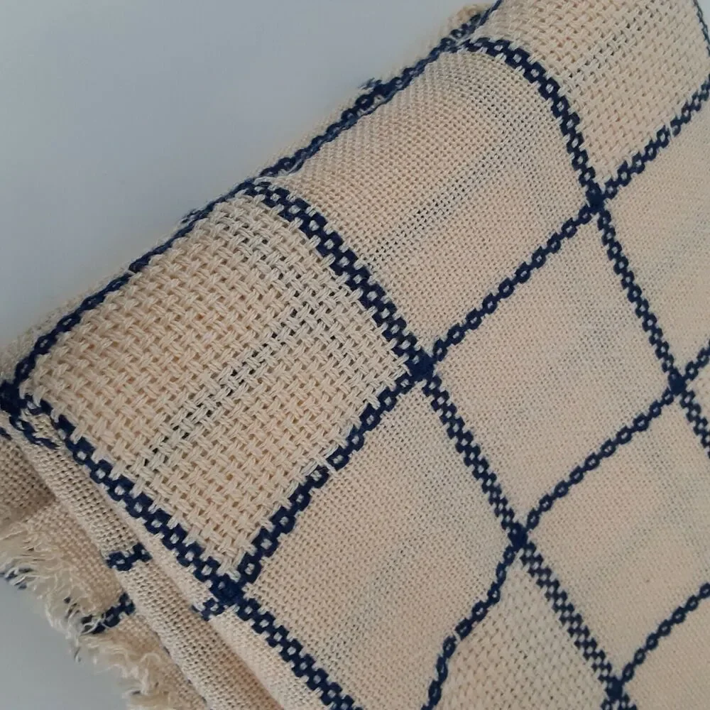 Vintage made in Spain Fringed Tablecloth 50x 65.5 Perfectly Imperfect NOTE